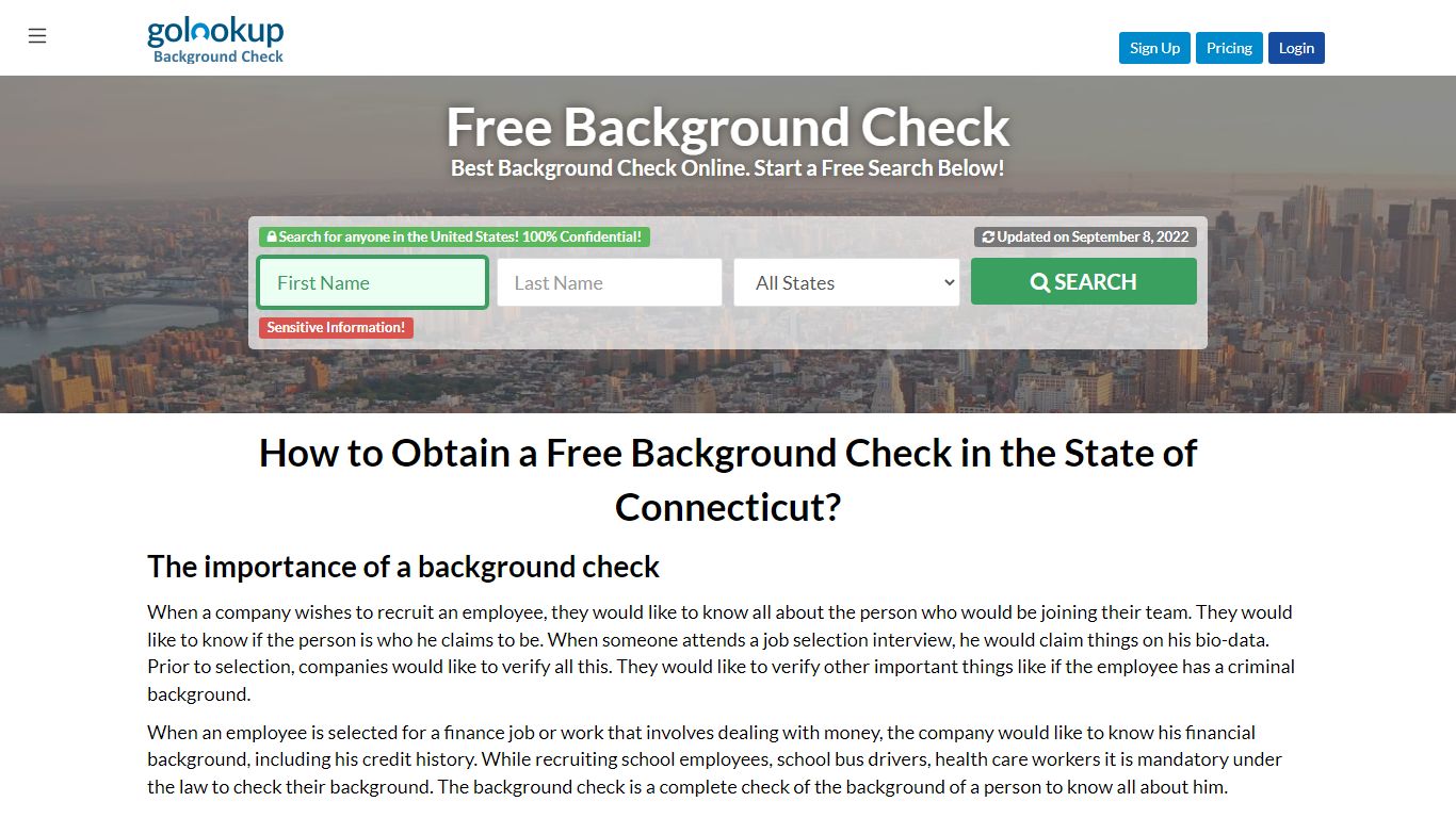 Connecticut Free Background Check, Free Background Check ... - GoLookUp